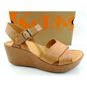 Korks By Kork-Ease Martinique Platform Wedge Sandals Comfort Natural Size 9